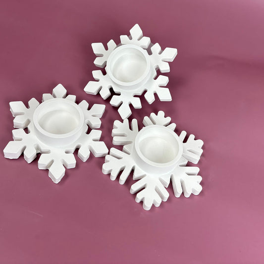Teelichthalter in Schneeflockenform aus Keraflott - 3er Set